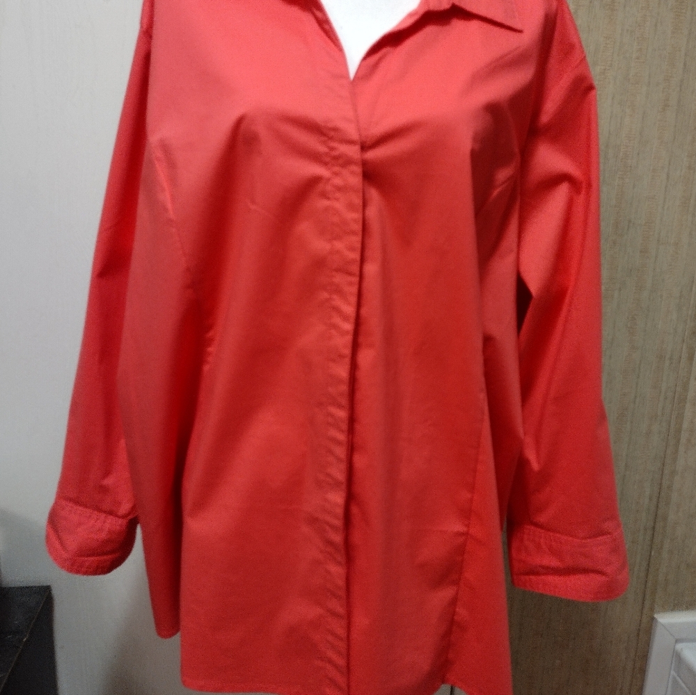 NWOT Riders by Lee Easy Care Blouse Coral Colored